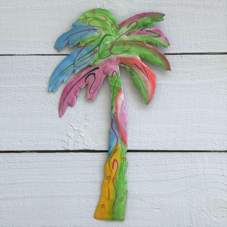 Metal Pastel Palm Tree Wall Decor at Caribbean Rays