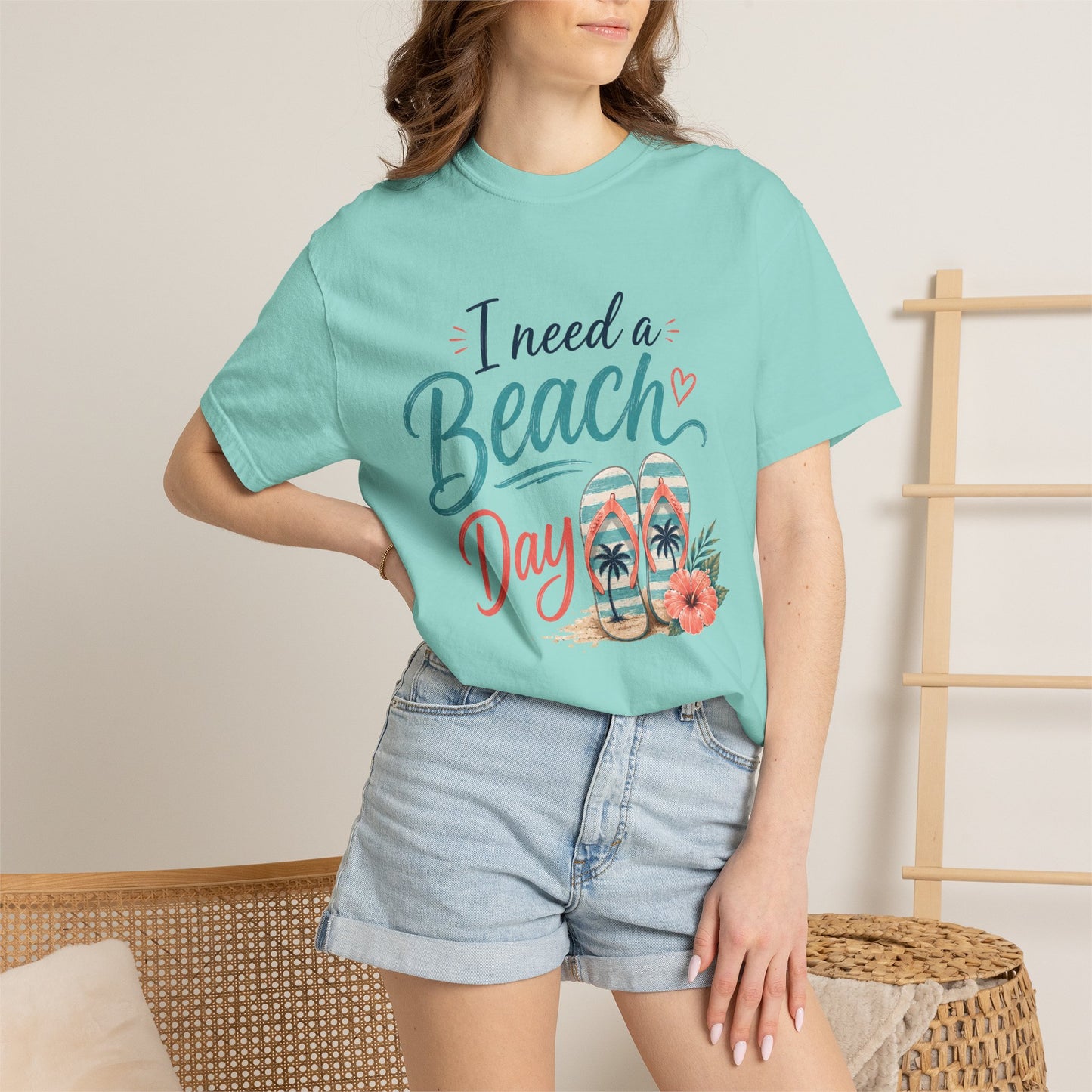 I Need a Beach Day T-Shirt – Women’s Summer Flip Flop Tropical Tee