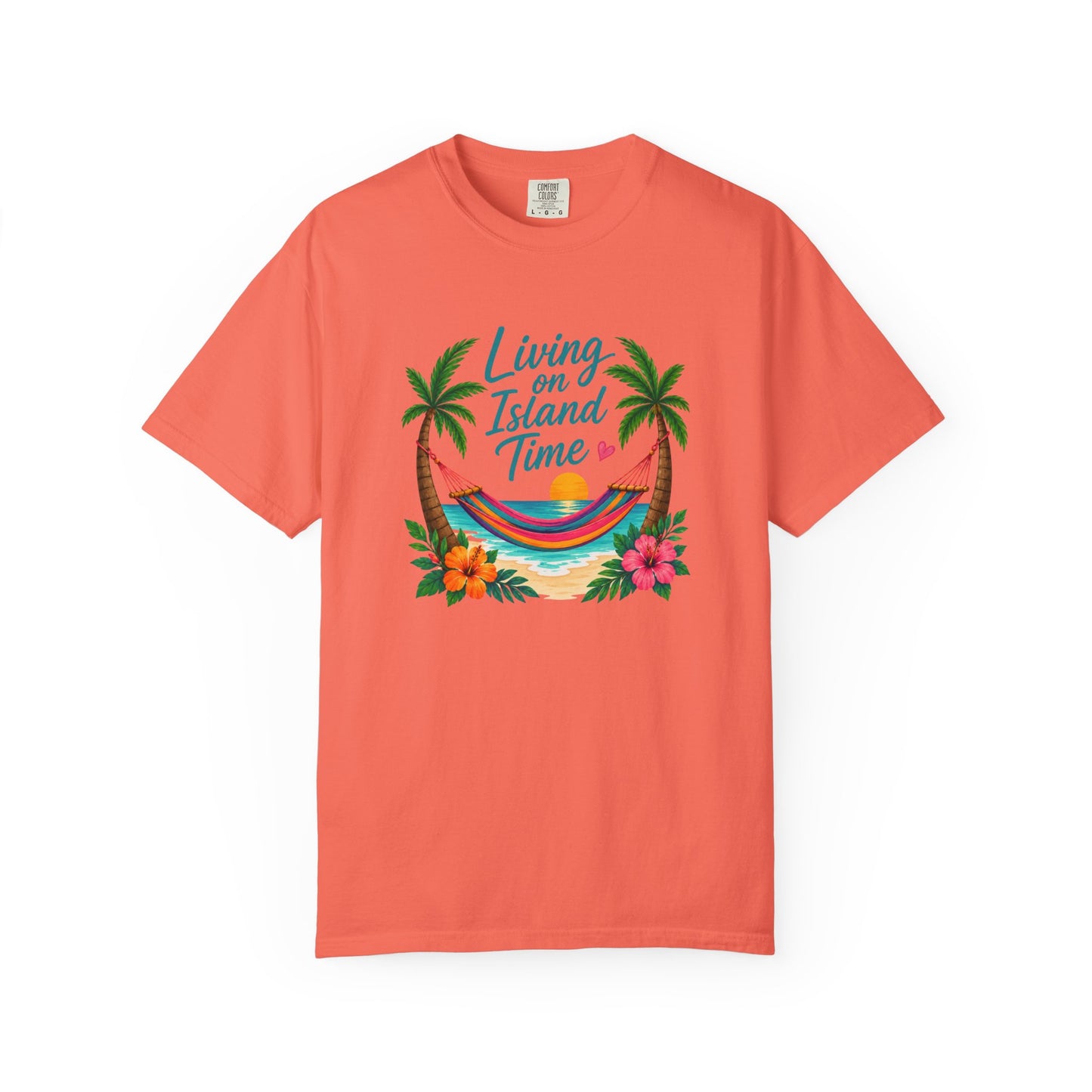 Island Time T-Shirt — "Living on Island Time" Tropical Hammock Tee
