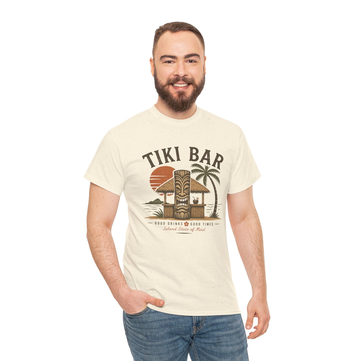 Tiki Bar Vintage Sunset Tee — Tropical Luau Beach Shirt