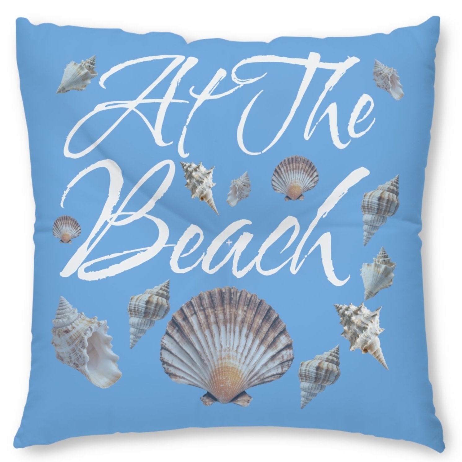 At The Beach Tufted Floor Pillow, Square, Coastal decor-Caribbean Rays