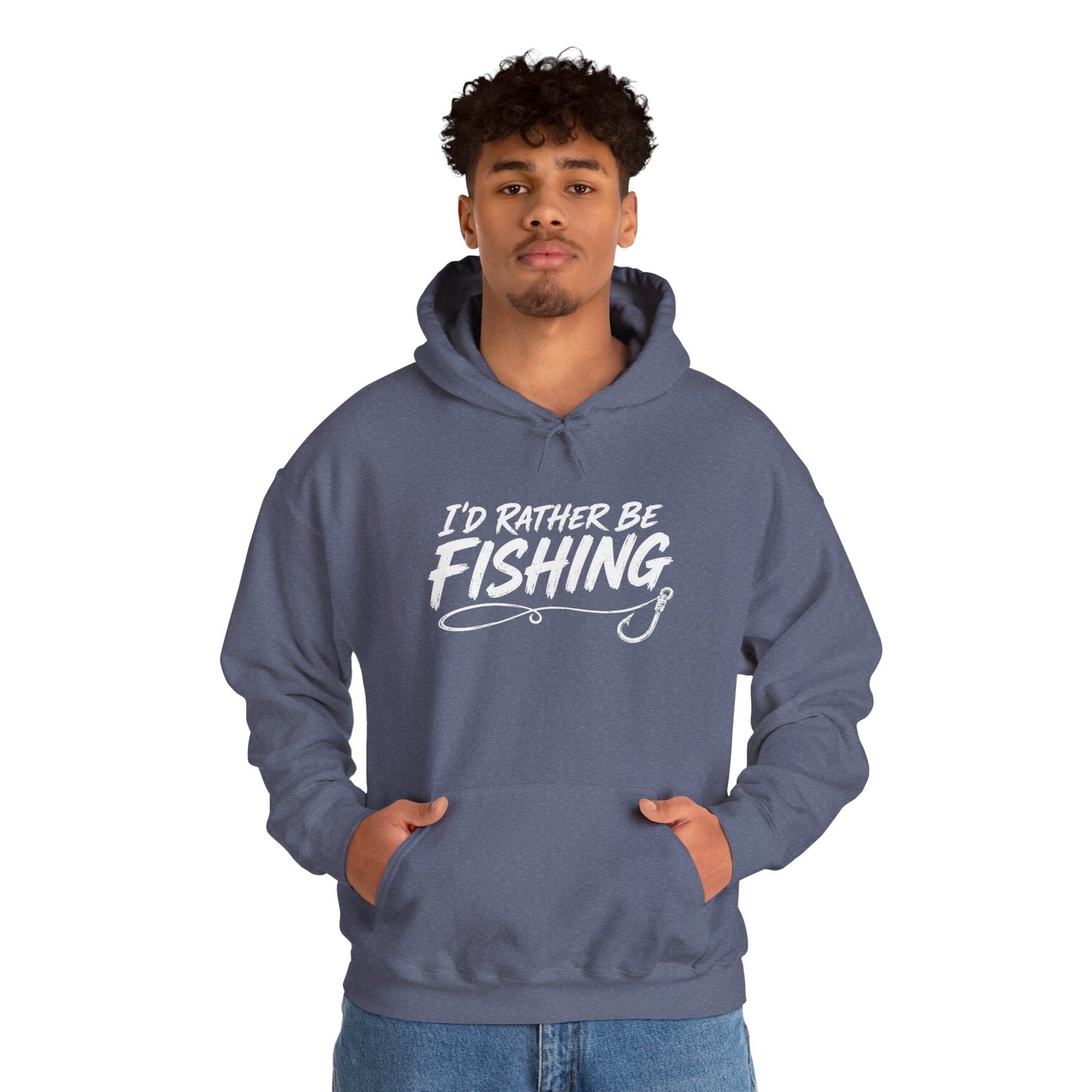 Fishing Hoodie – "I'd Rather Be Fishing" Graphic Pullover for Anglers