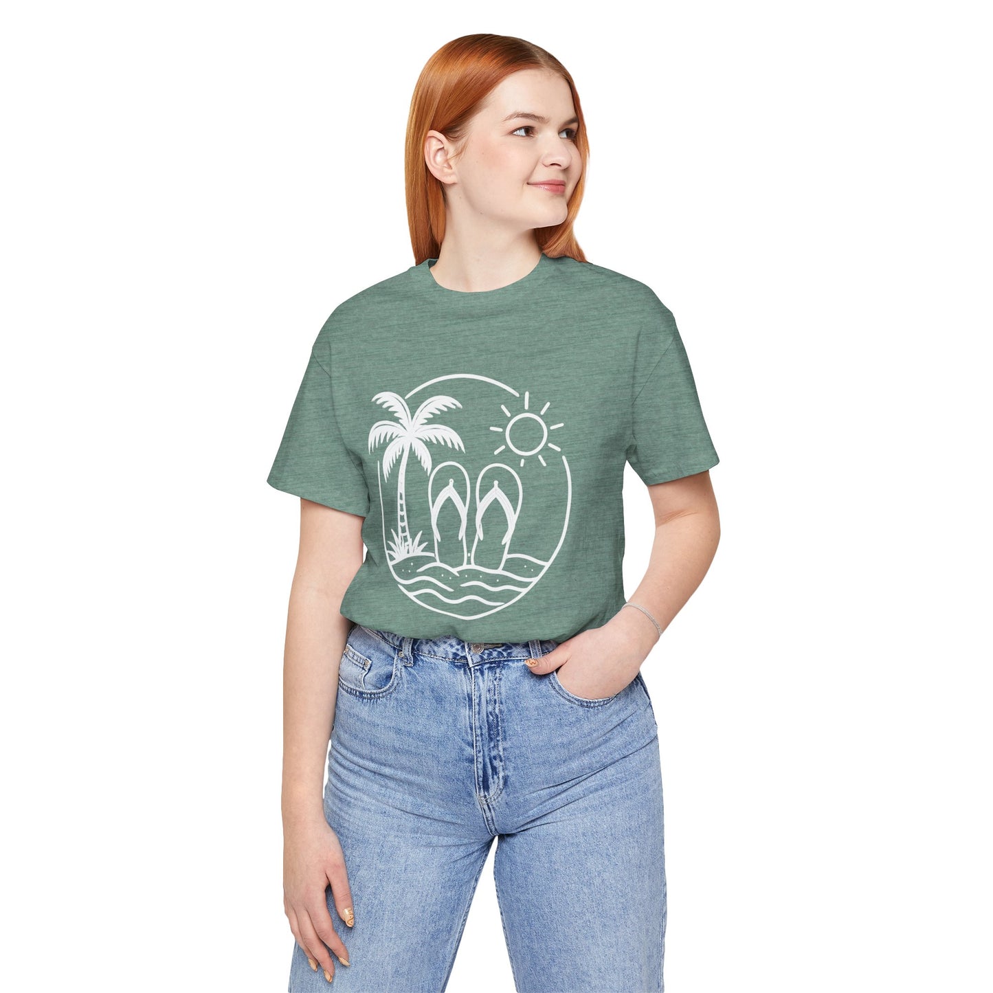 Beach Flip Flop Palm Circle Graphic Tee