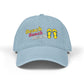 Light blue cap with 'Beach' text and flip-flop design on a white background