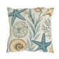 Coastal Shells Outdoor Pillow — Nautical Starfish & Seaweed Patio Cushion
