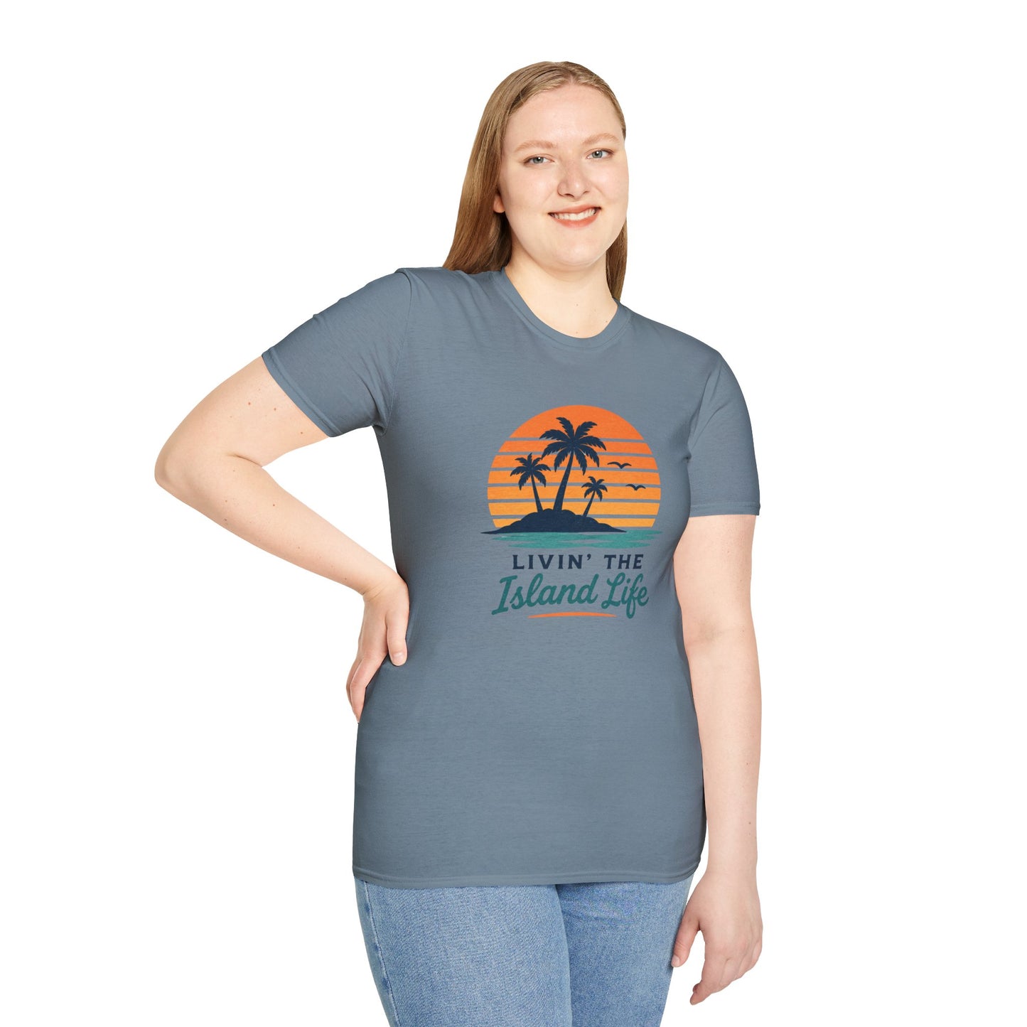 Island Life T-Shirt — "Livin' The Island Life" Retro Palm Sunset Tee