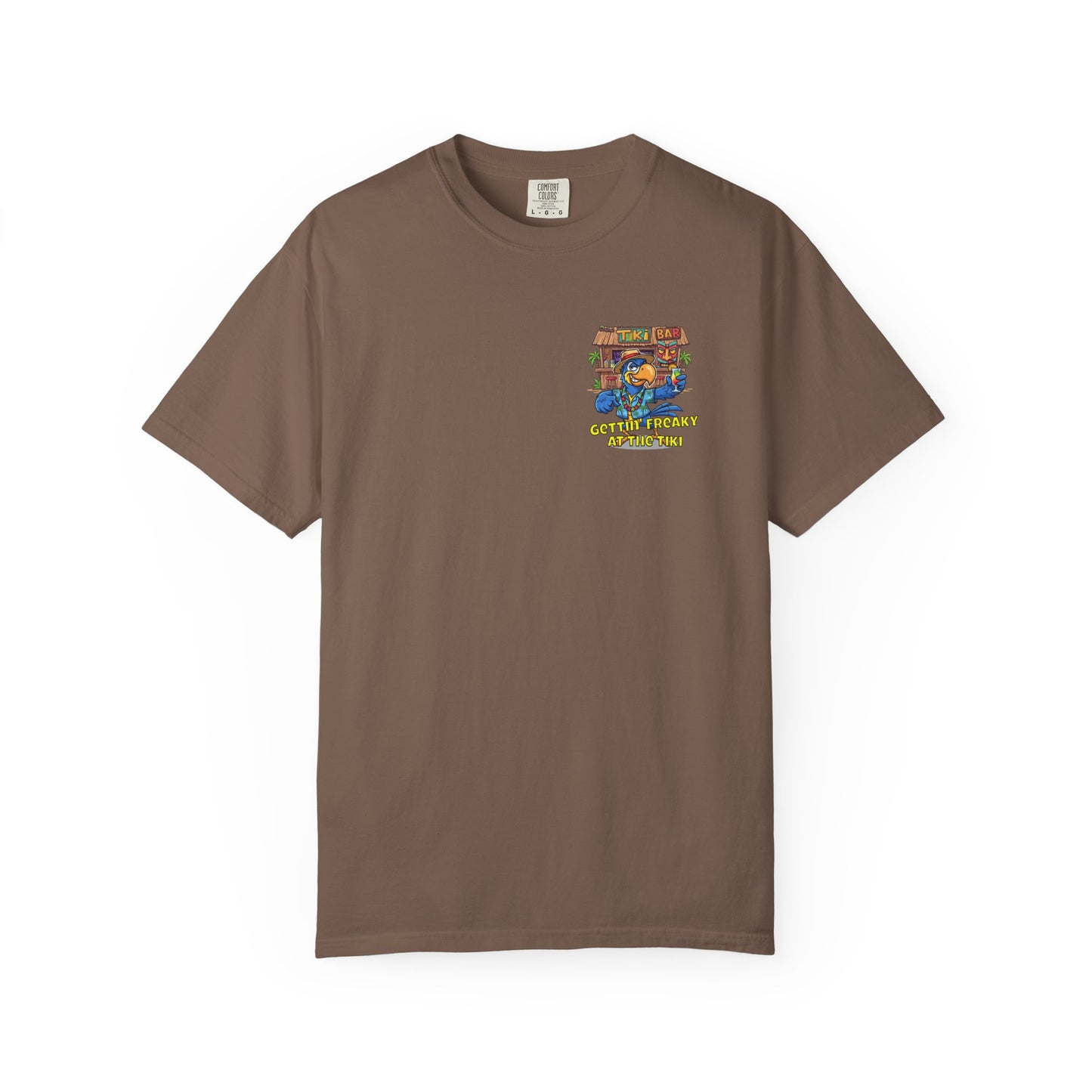 Gettin' Freaky at the Tiki Dancing Parrot Comfort Colors T-shirt