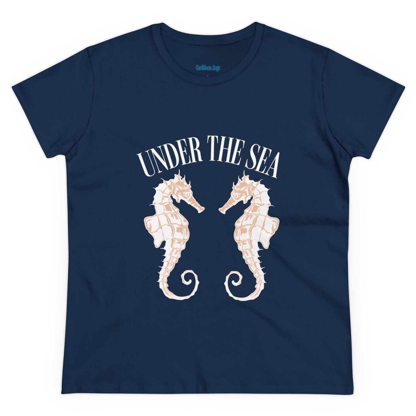 Under The Sea Seahorse Women's Midweight Cotton Tee at Caribbean Rays