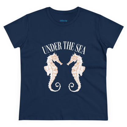 Under The Sea Seahorse Women's Midweight Cotton Tee at Caribbean Rays