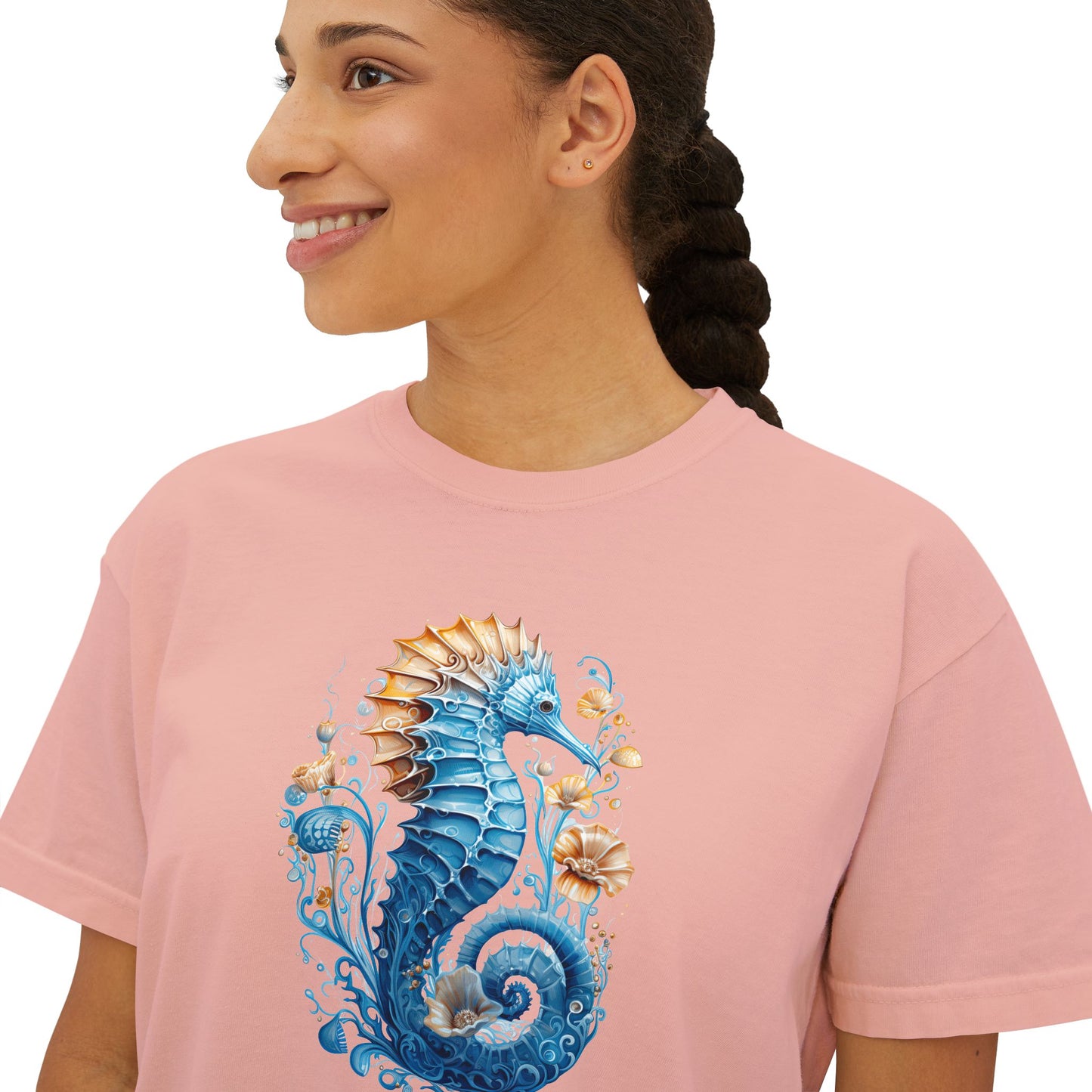 Seahorse Watercolor Women's Boxy Tee