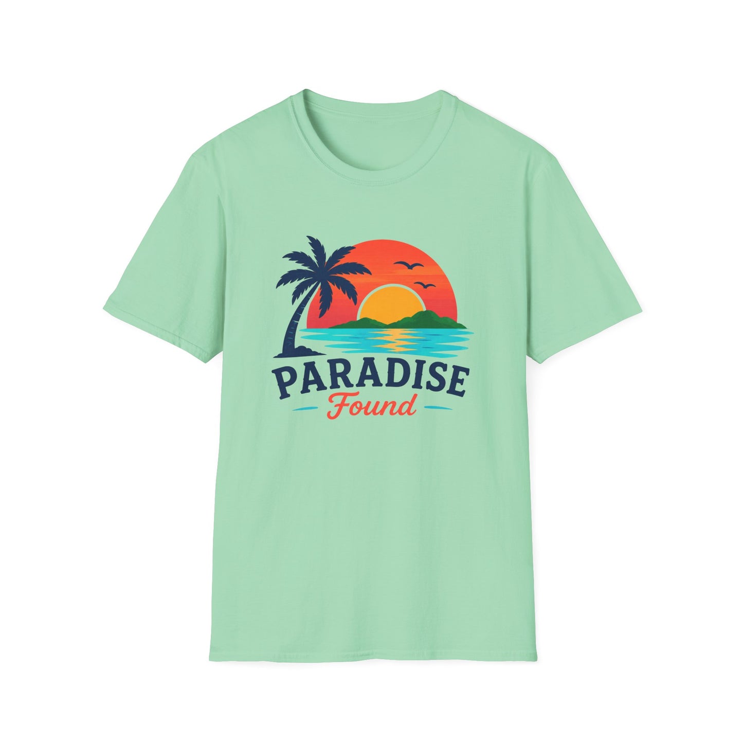Paradise Found T‑Shirt — Retro Sunset Palm Beach Tee
