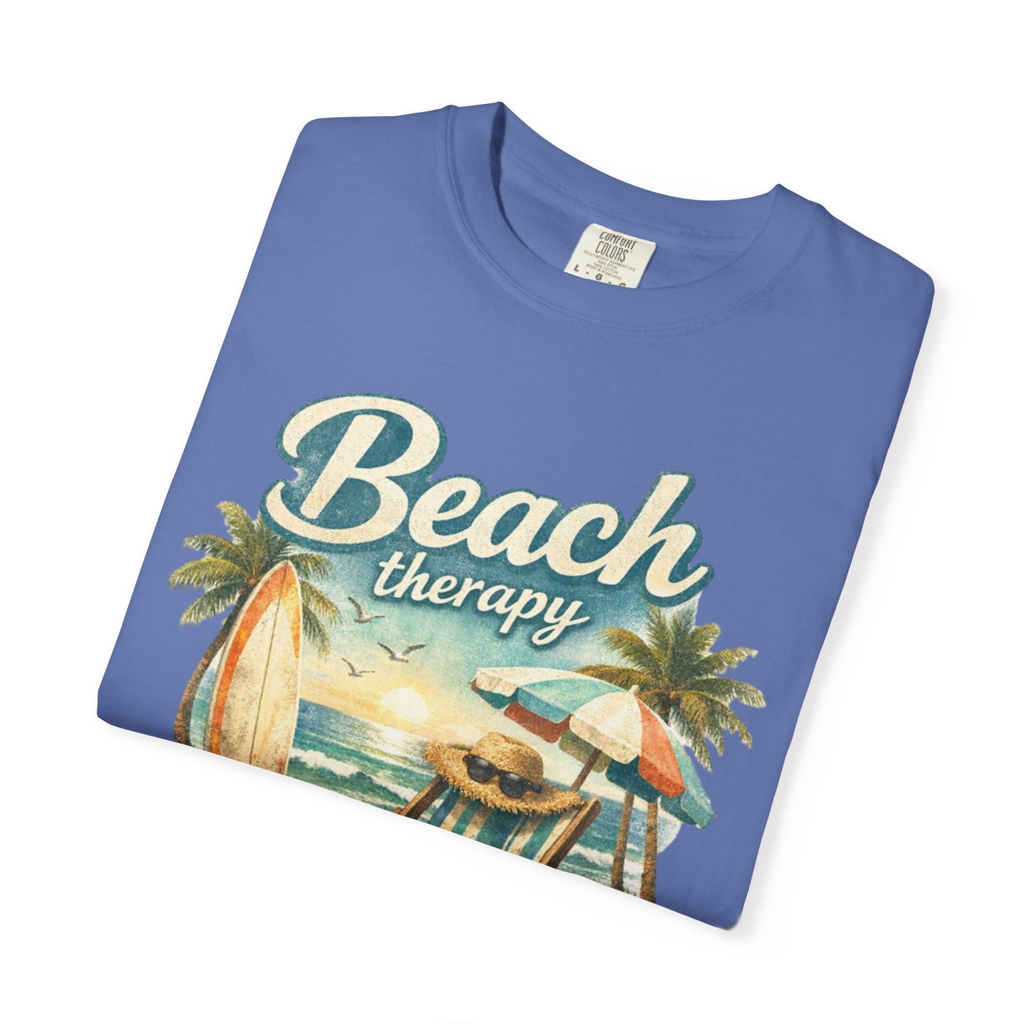 Beach Therapy T-Shirt — Vintage Surf Chair & Palm Graphic