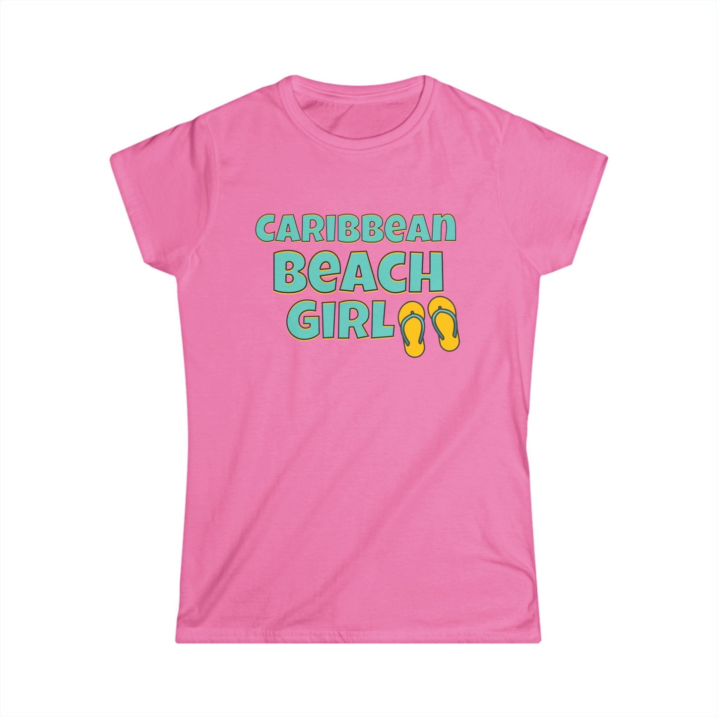 Caribbean Beach Girl T-Shirt — Women's Vacation Flip-Flop Tee