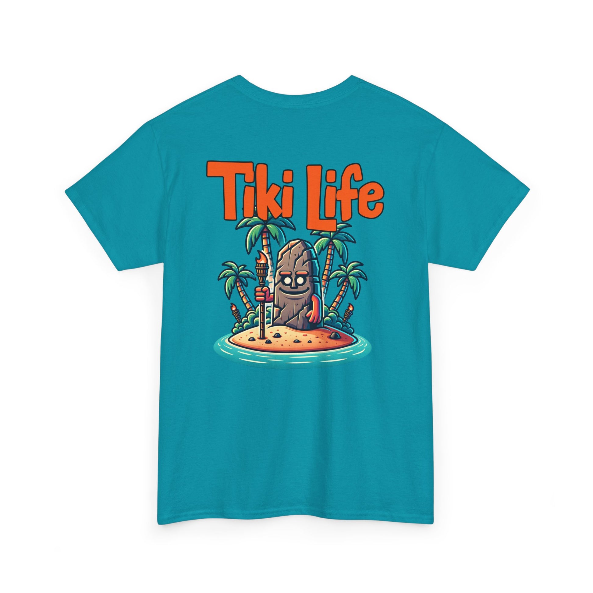 Tiki Life Island Tee - Unisex Heavy Cotton T-Shirt on Caribbean Rays