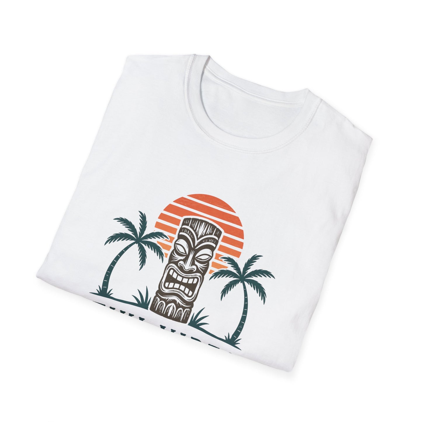 Tiki Vibes Sunset Tee (Palm Trees & Tiki Mask)