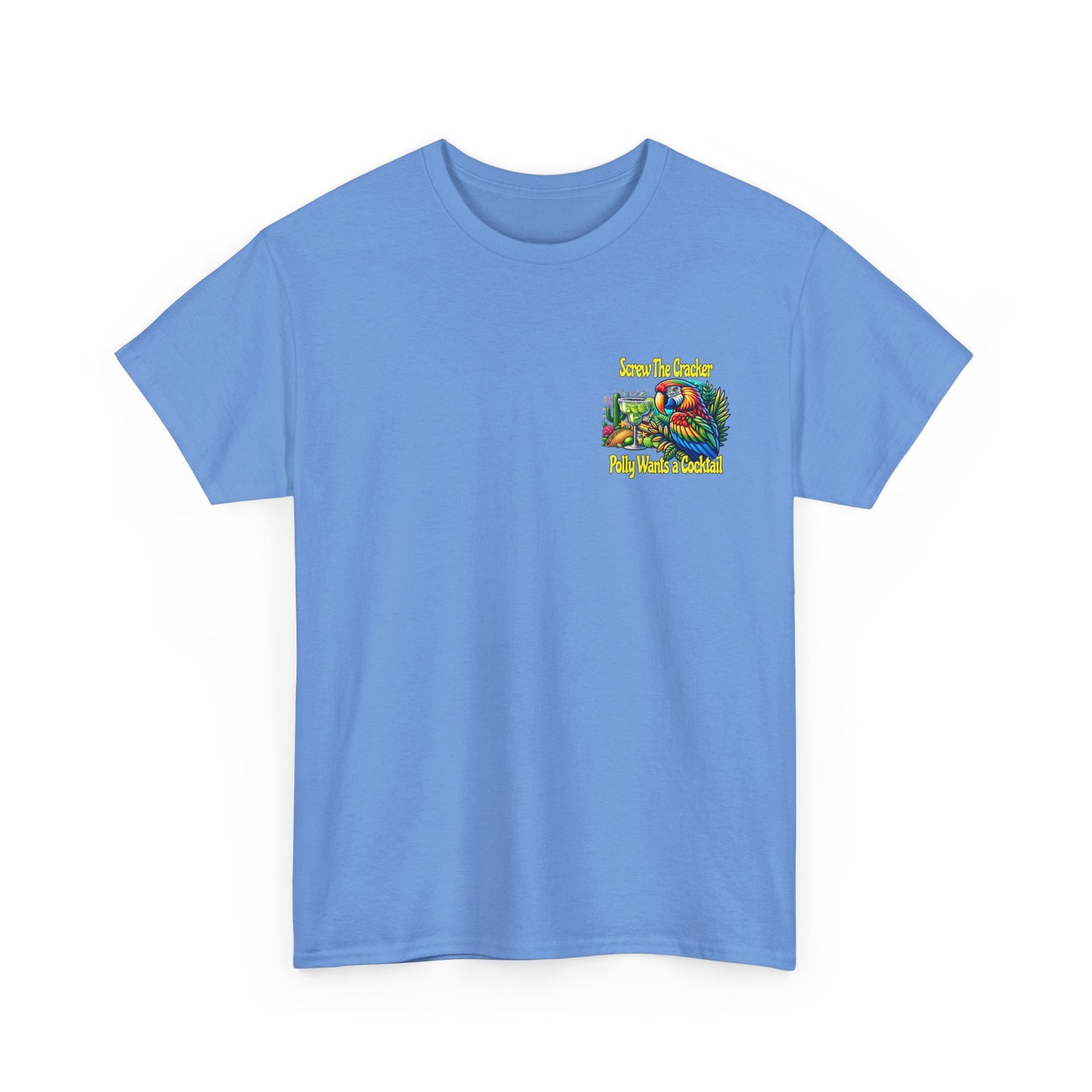 Cocktail Parrot Tee - Fun Retro Style, Unisex  Heavy Cotton T-Shirt,