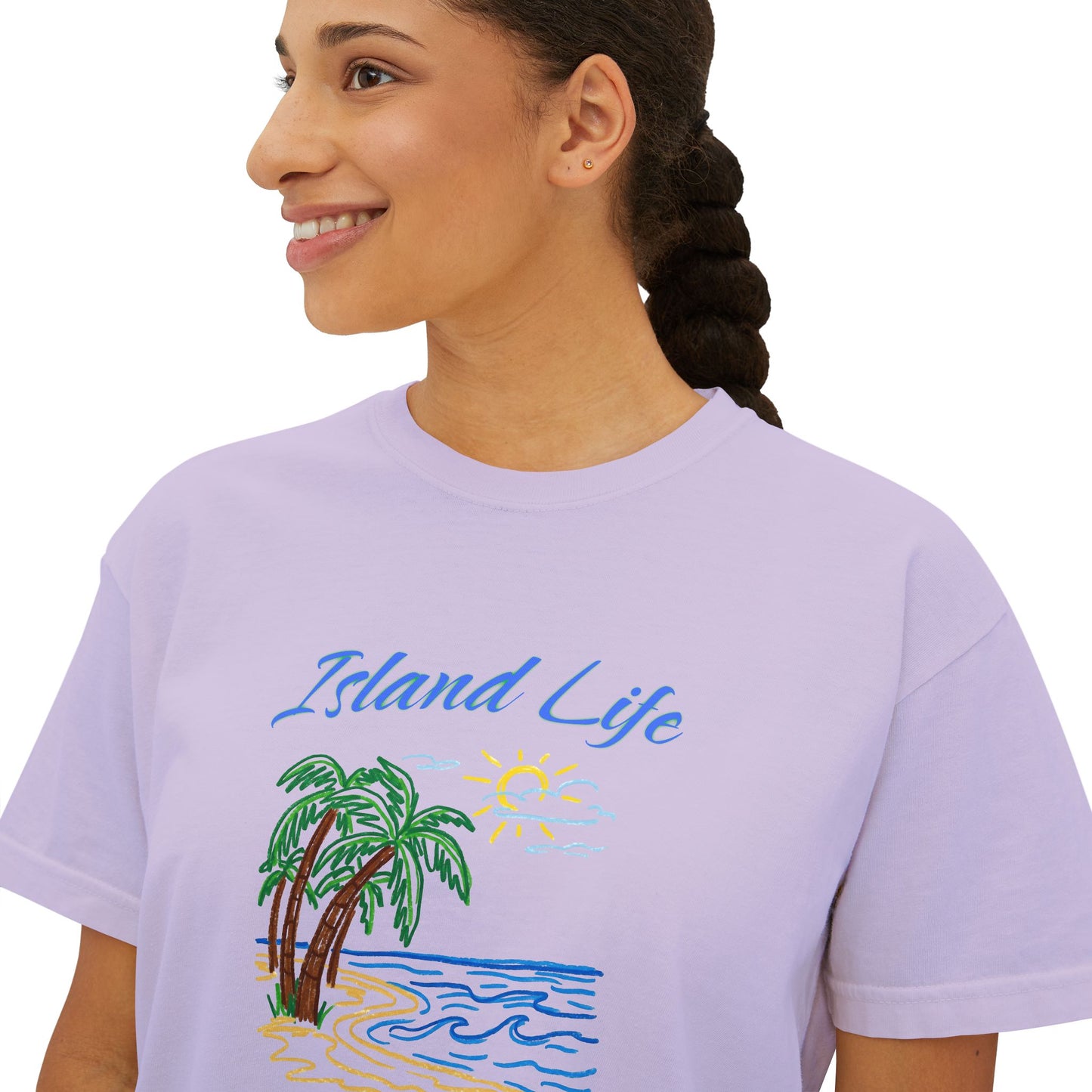 Island Life Boxy Tee — Women's Tropical Palm Beach T‑Shirt