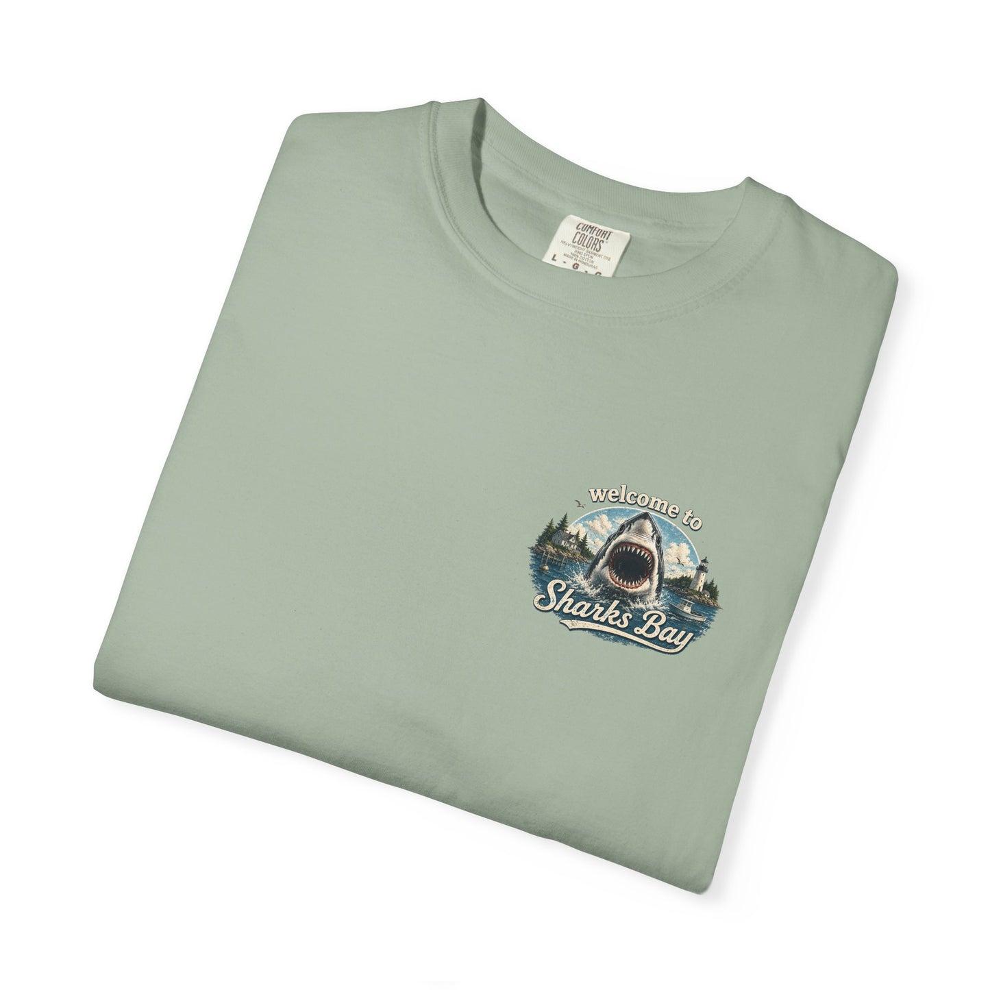 Sharks Bay T-Shirt — "Welcome to Sharks Bay" Vintage Shark Graphic Tee
