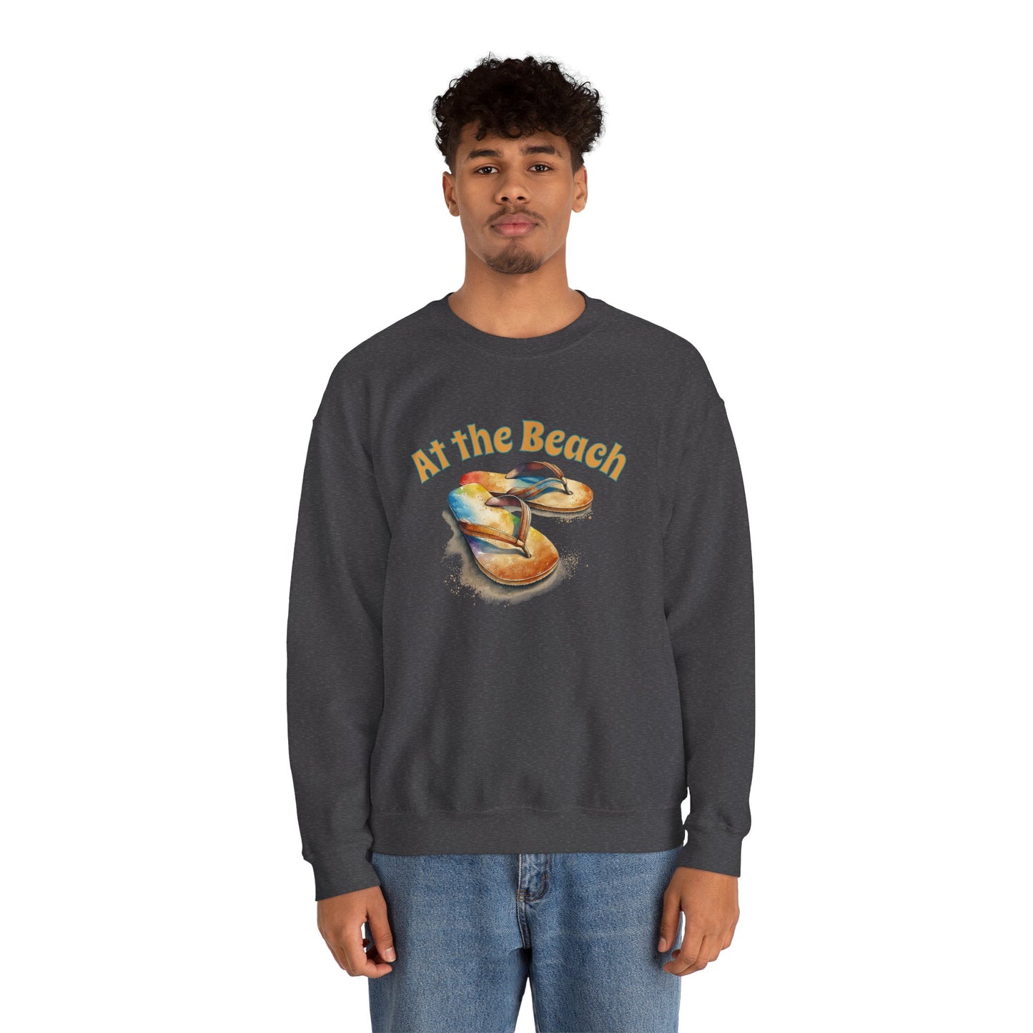 At the Beach Flip Flop Unisex Sweatshirt - "At the Beach" Flip Flop Design