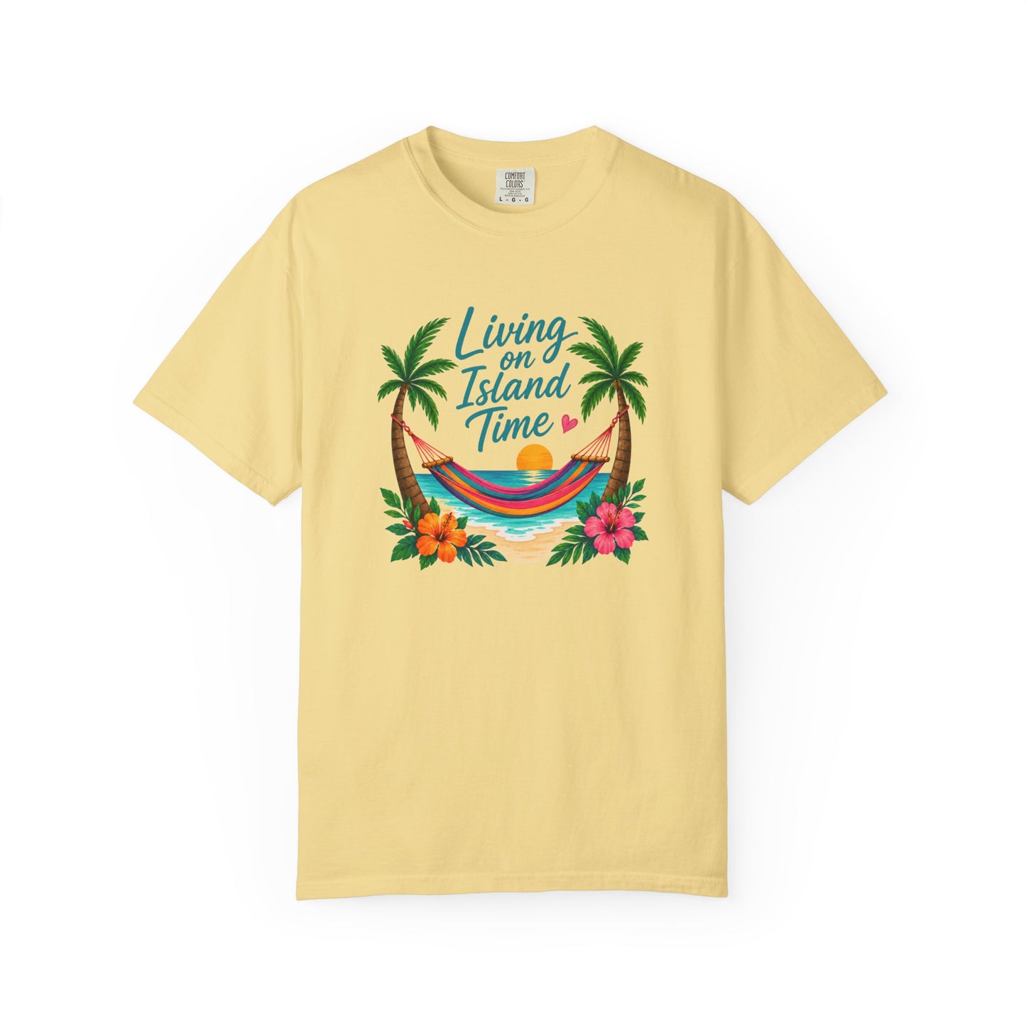 Island Time T-Shirt — "Living on Island Time" Tropical Hammock Tee