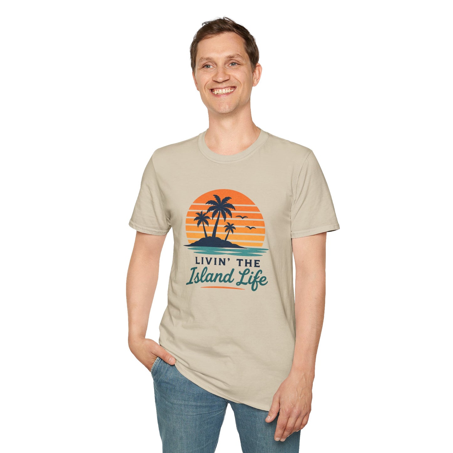 Island Life T-Shirt — "Livin' The Island Life" Retro Palm Sunset Tee