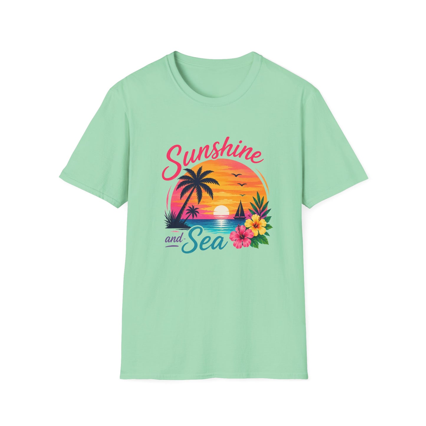 Sunshine and Sea T-Shirt — Tropical Palm Beach Sunset Tee