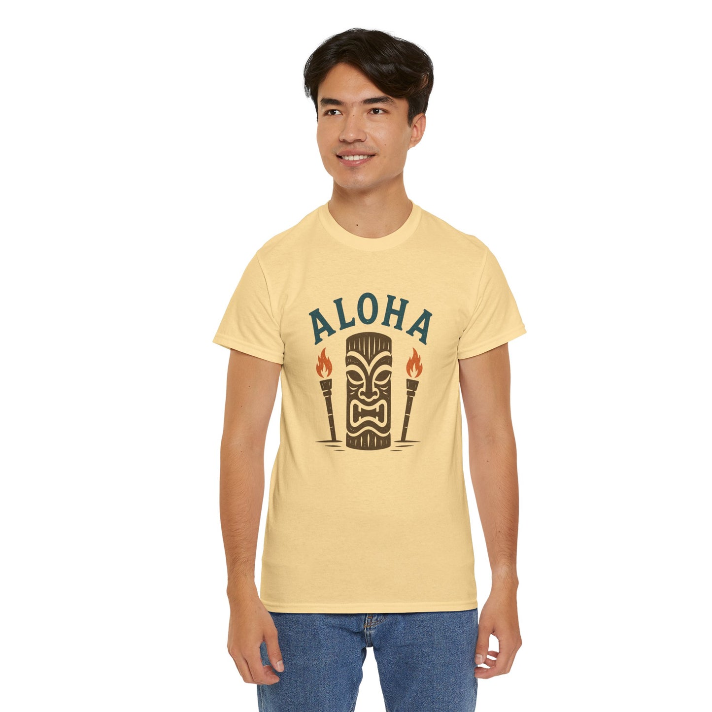 Aloha Tiki Tribal Tee with Torches- Tiki T-Shirt