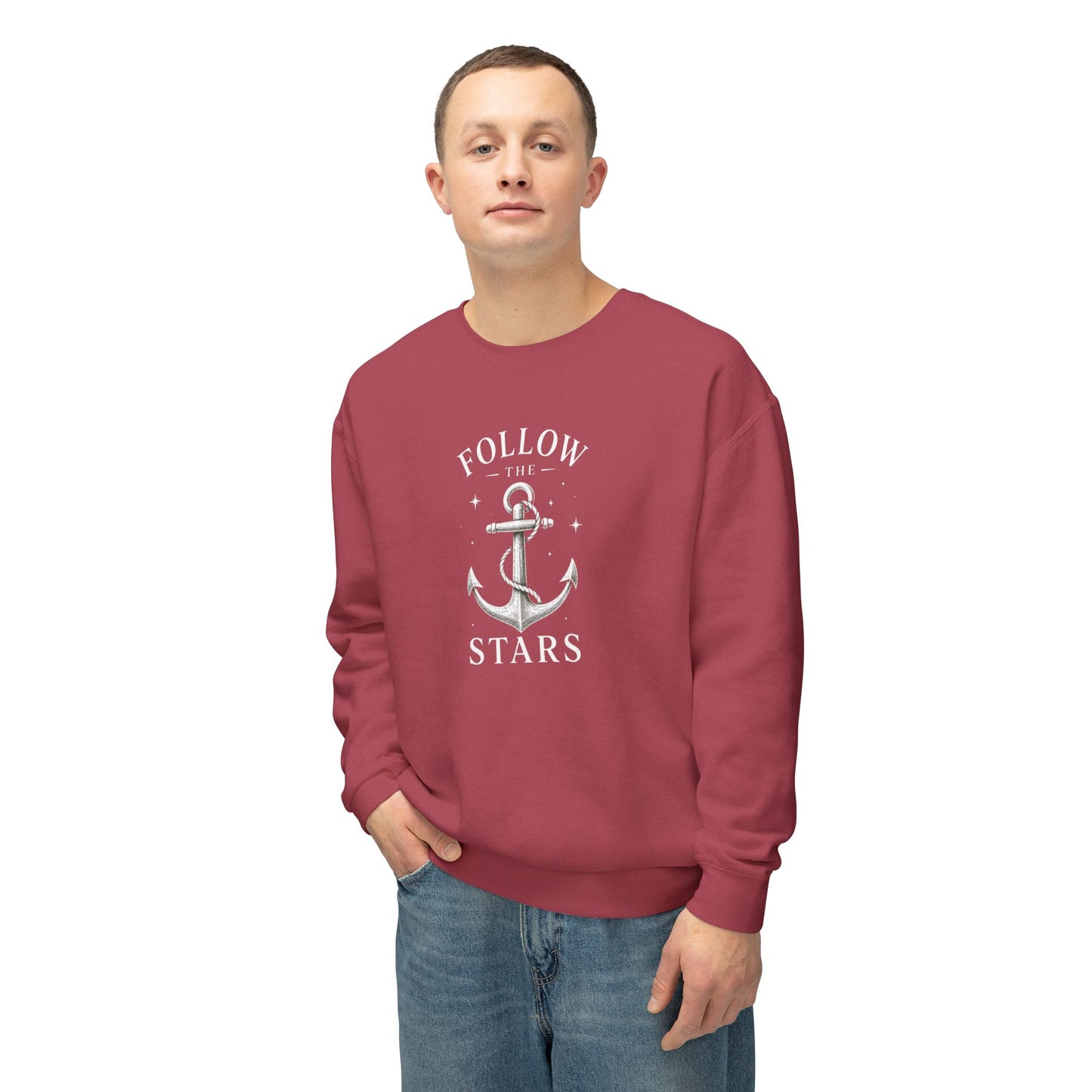 Anchor 'Follow the Stars' Crewneck Sweatshirt — Nautical Vintage Anchor Graphic