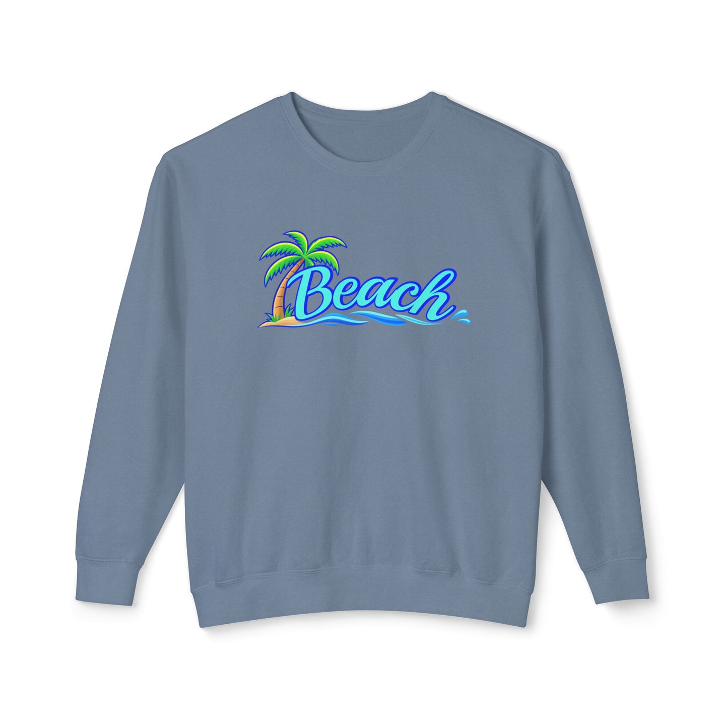 Beach Graphic Crewneck Sweatshirt — Palm Tree Retro Surf Vibe