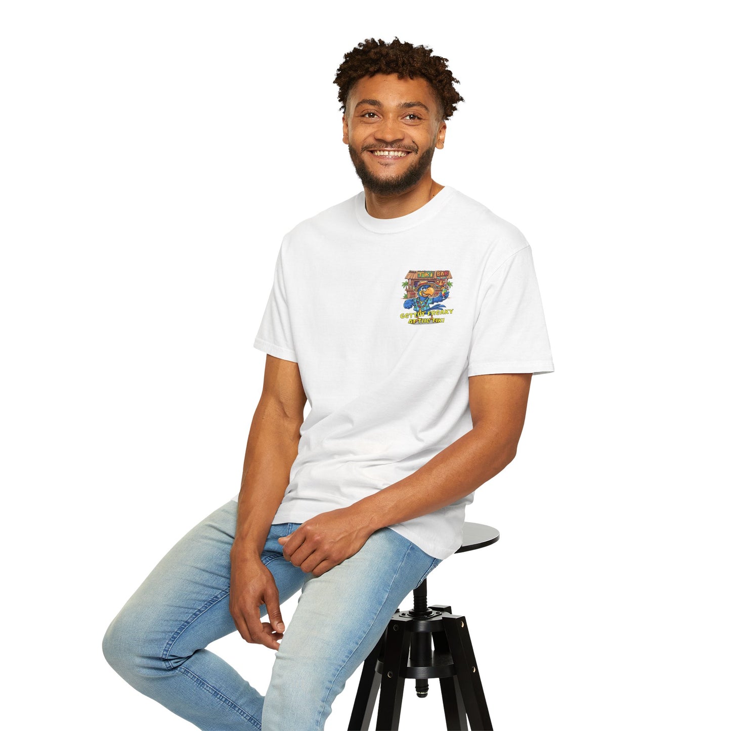 Gettin' Freaky at the Tiki Dancing Parrot Comfort Colors T-shirt