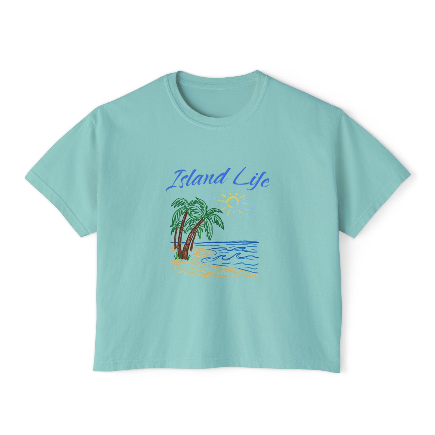 Island Life Boxy Tee — Women's Tropical Palm Beach T‑Shirt