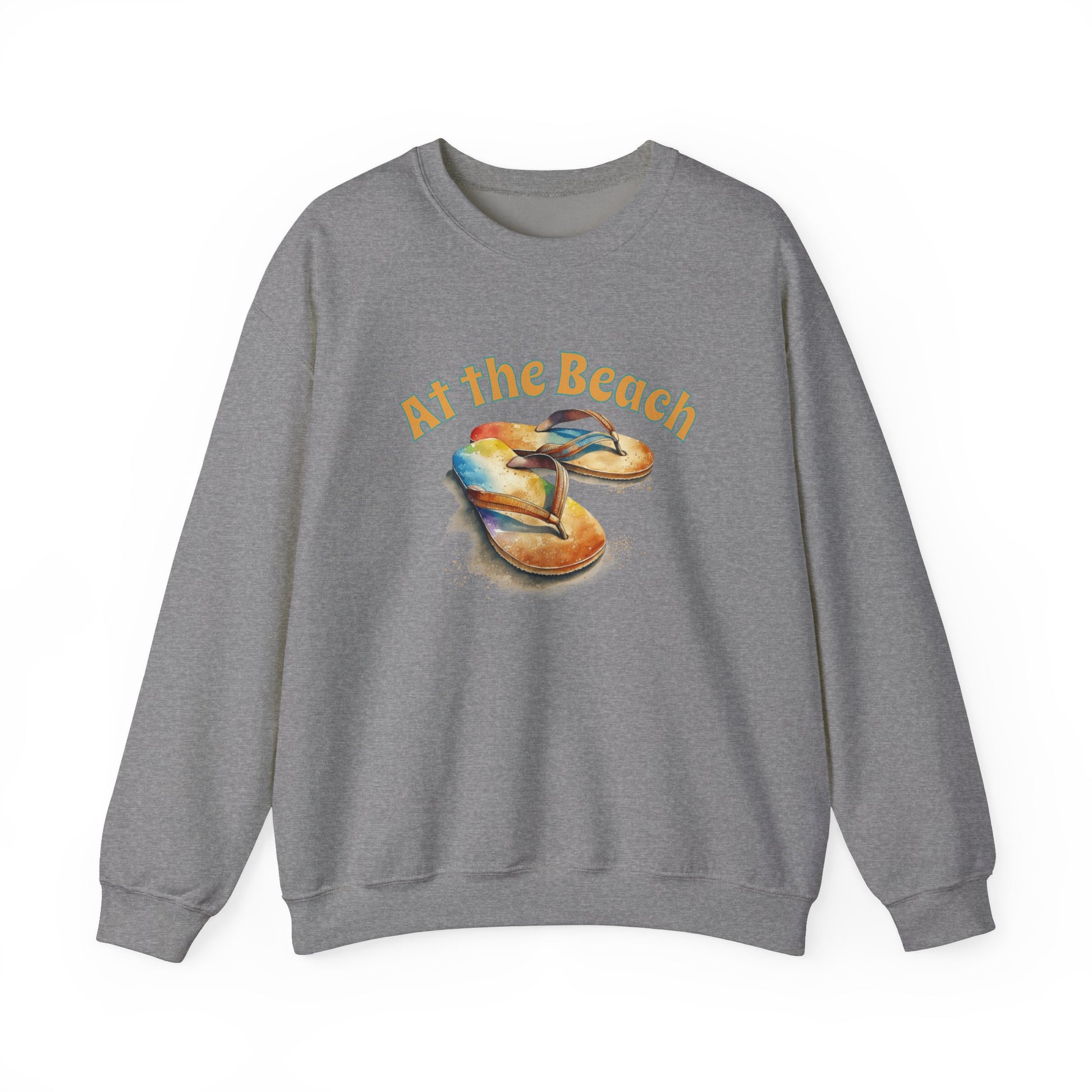 At the Beach Flip Flop Unisex Sweatshirt - "At the Beach" Flip Flop Design -Caribbean Rays