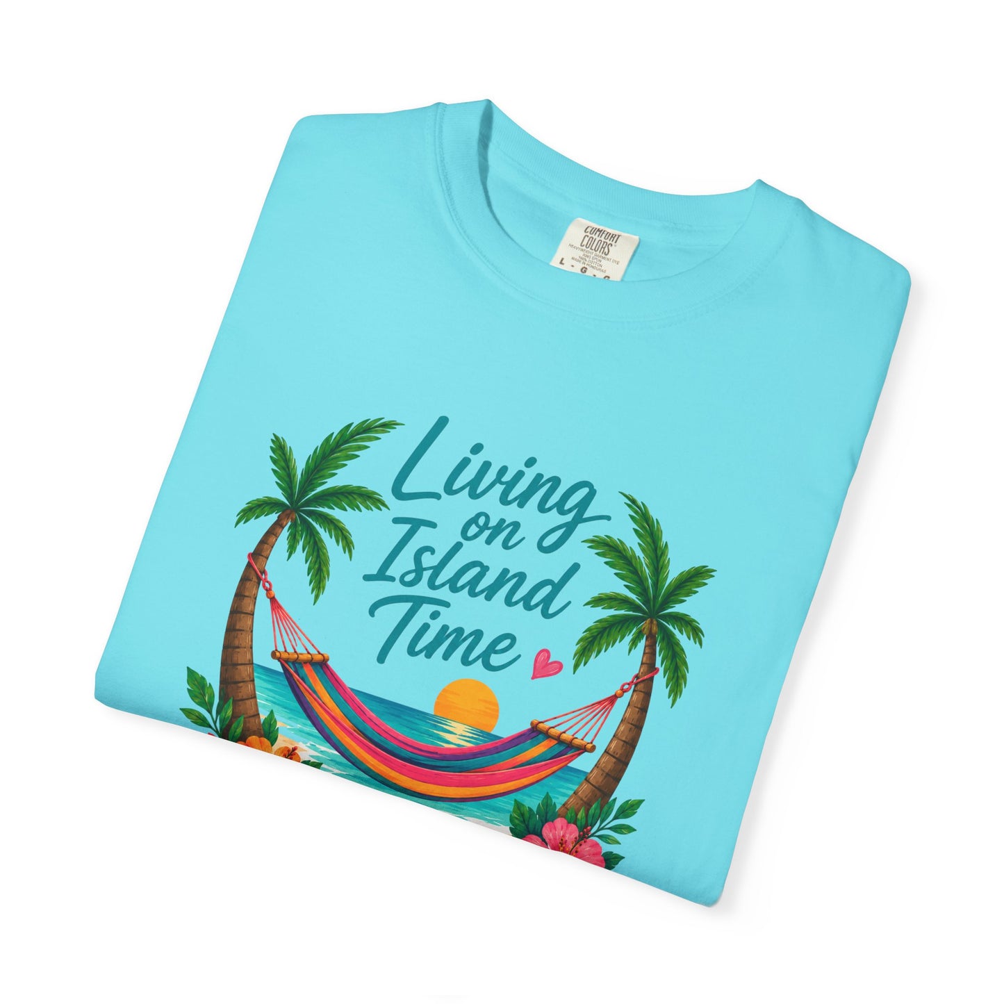 Island Time T-Shirt — "Living on Island Time" Tropical Hammock Tee