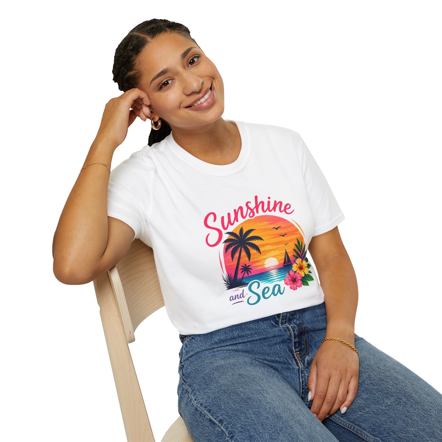 Sunshine and Sea T-Shirt — Tropical Palm Beach Sunset Tee