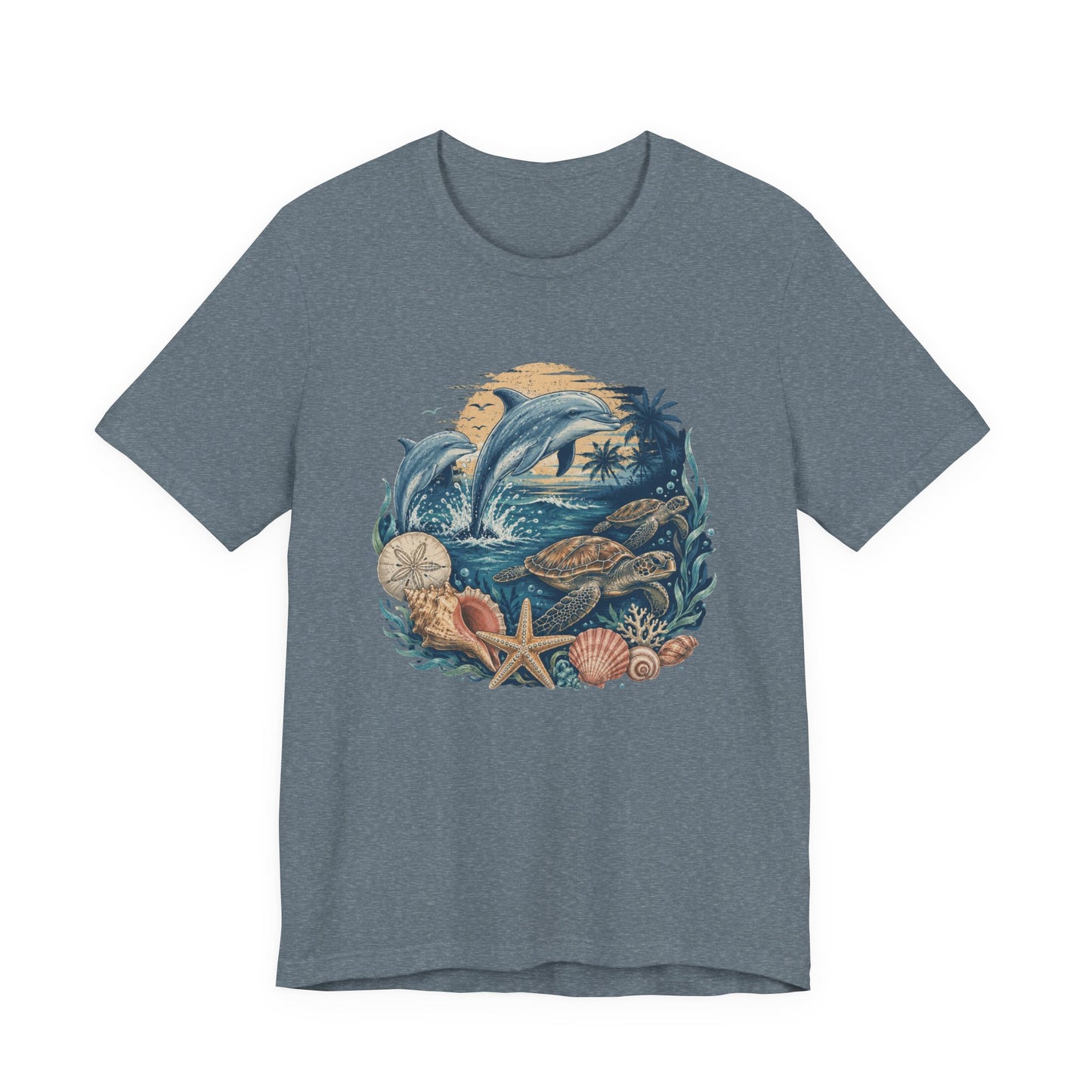Ocean Life Tee — Vintage Dolphin & Seashell Beach Shirt