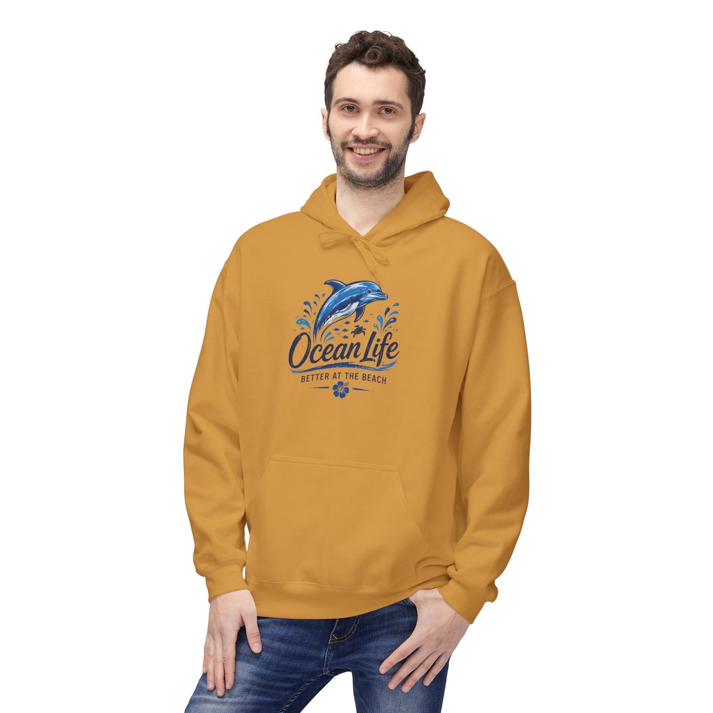 Ocean Life Hoodie - Beach Vibes Dolphin Surf Graphic