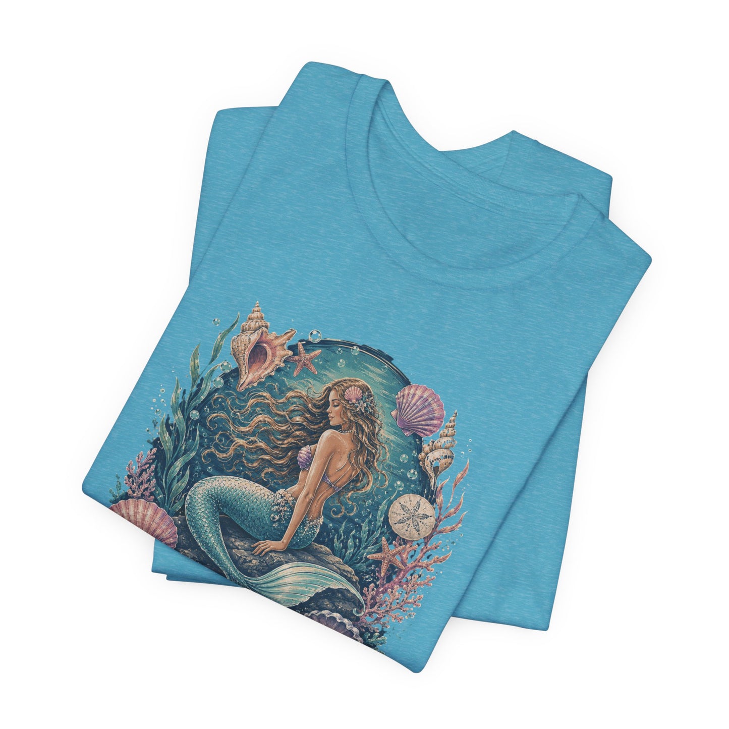 Mermaid Beach Graphic Tee - Vintage Ocean Illustration T-Shirt