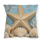 Coastal Starfish Outdoor Pillow — Beach Seashell Patio Cushion