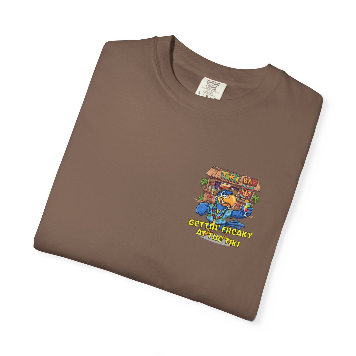 Gettin' Freaky at the Tiki Dancing Parrot Comfort Colors T-shirt
