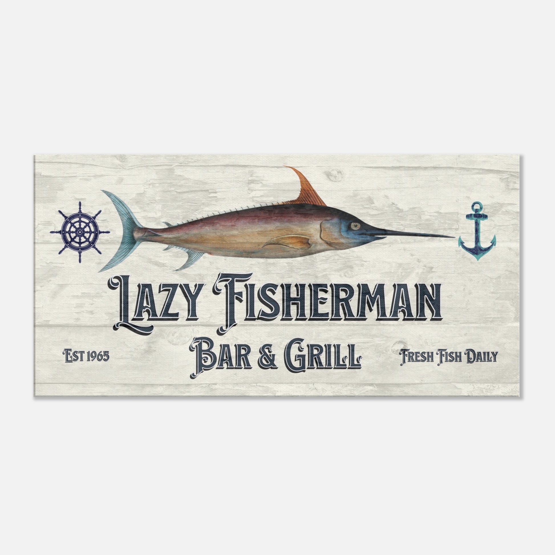 Lazy Fisherman Bar & Grill Canvas Wall Print at Caribbean Rays