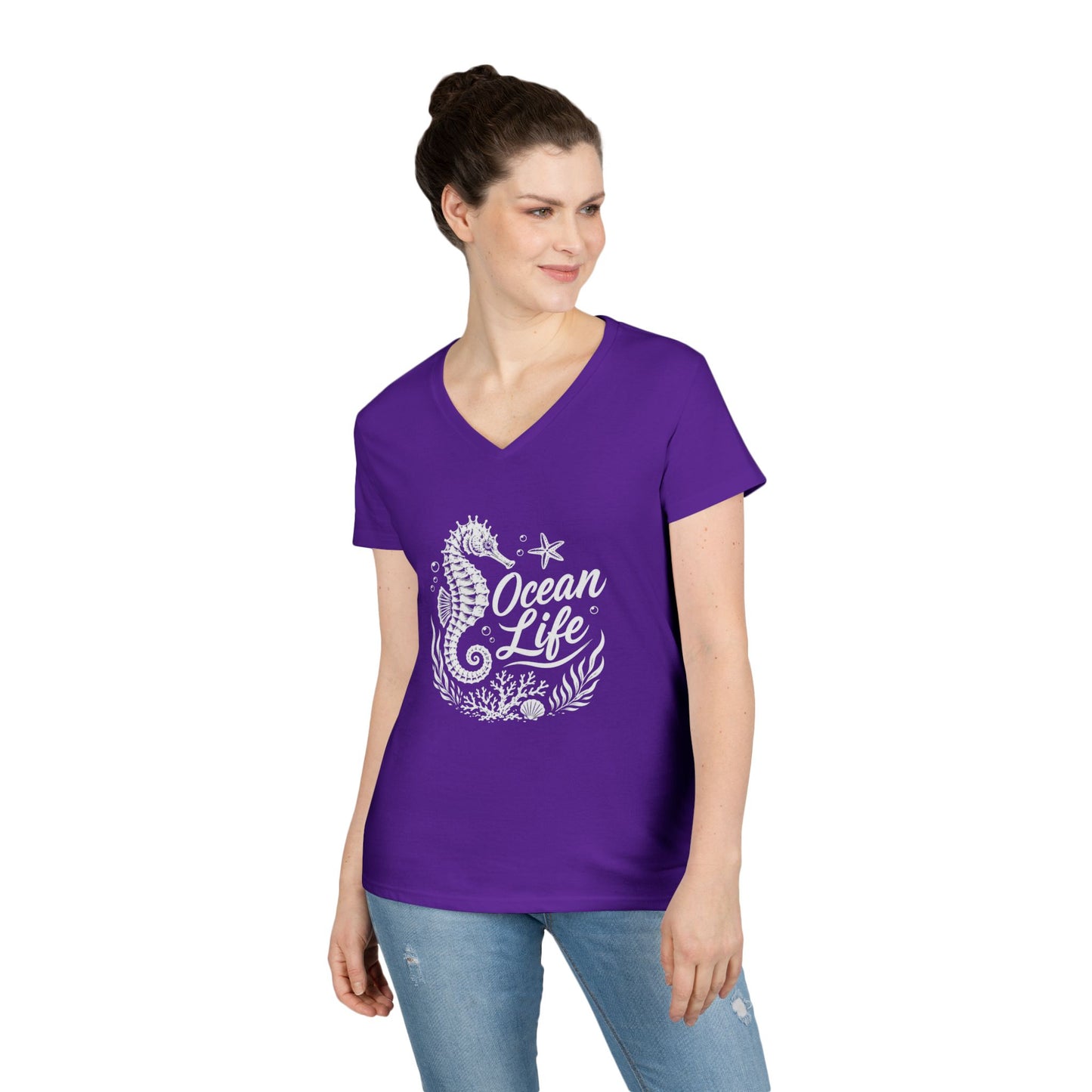 Ocean Life Seahorse V-Neck Tee