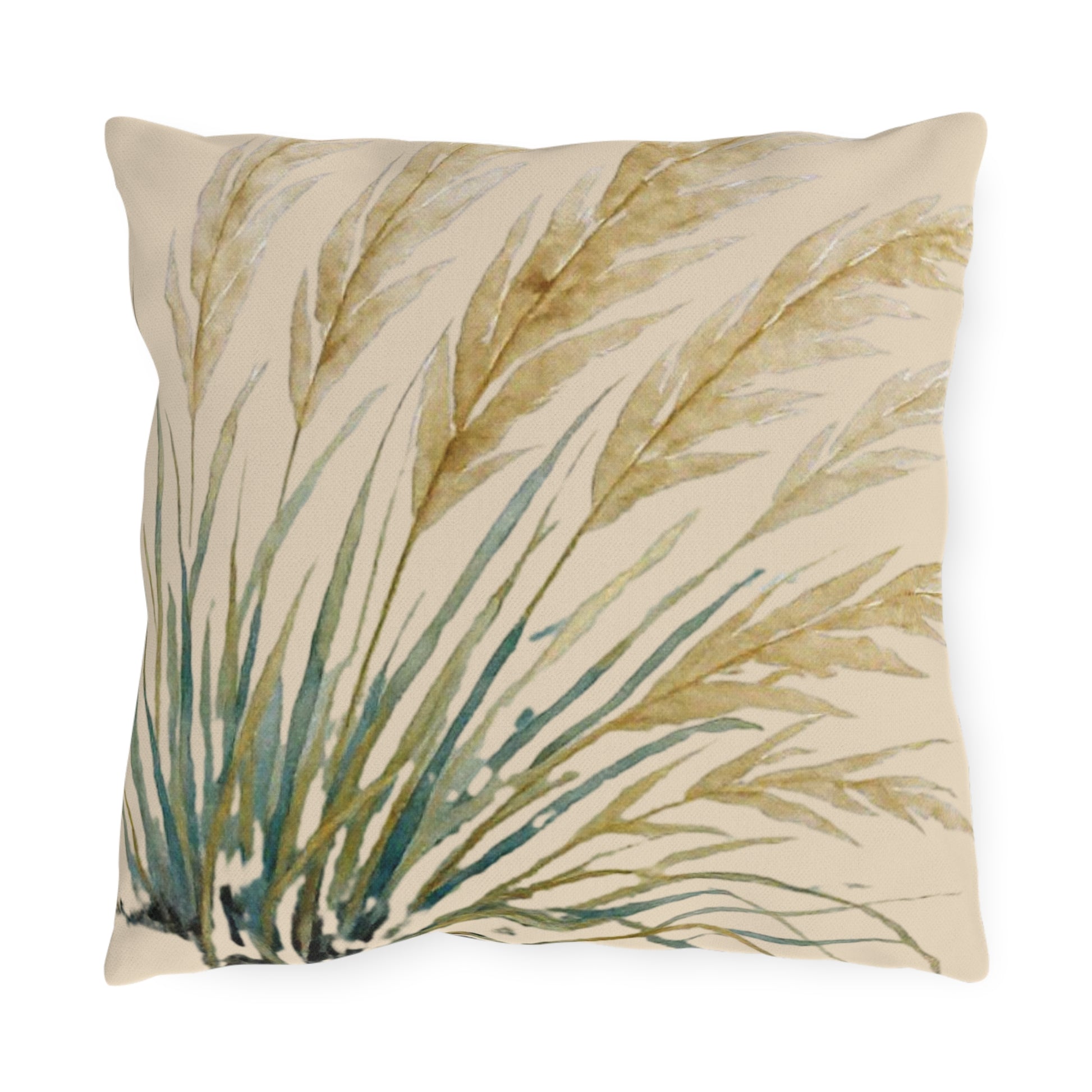 Decorative pillow with leaf pattern on a white background