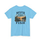 T-Shirt — "Never Too Old to Fish" Fishing Tee (Sunset Lake Design)