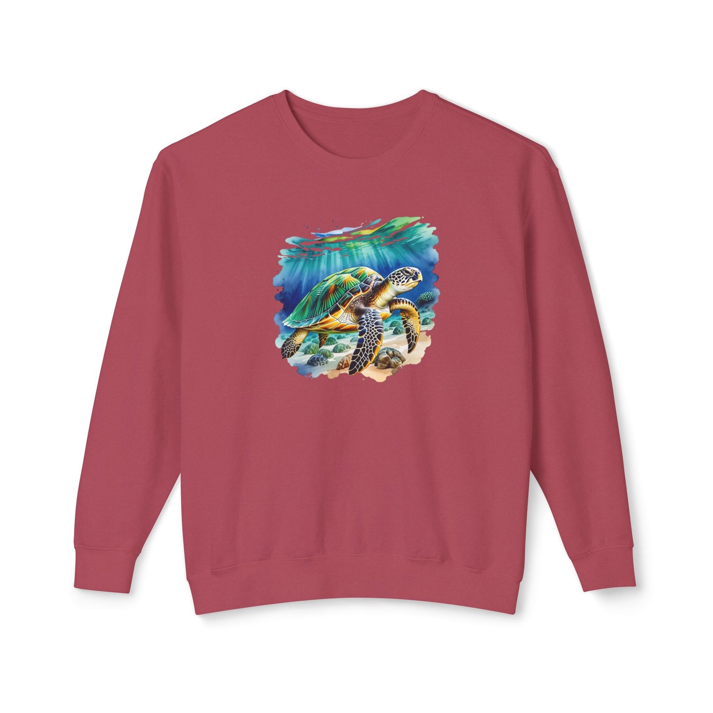 Ocean Turtle Unisex Lightweight Crewneck Sweatshirt -on Caribbean Rays