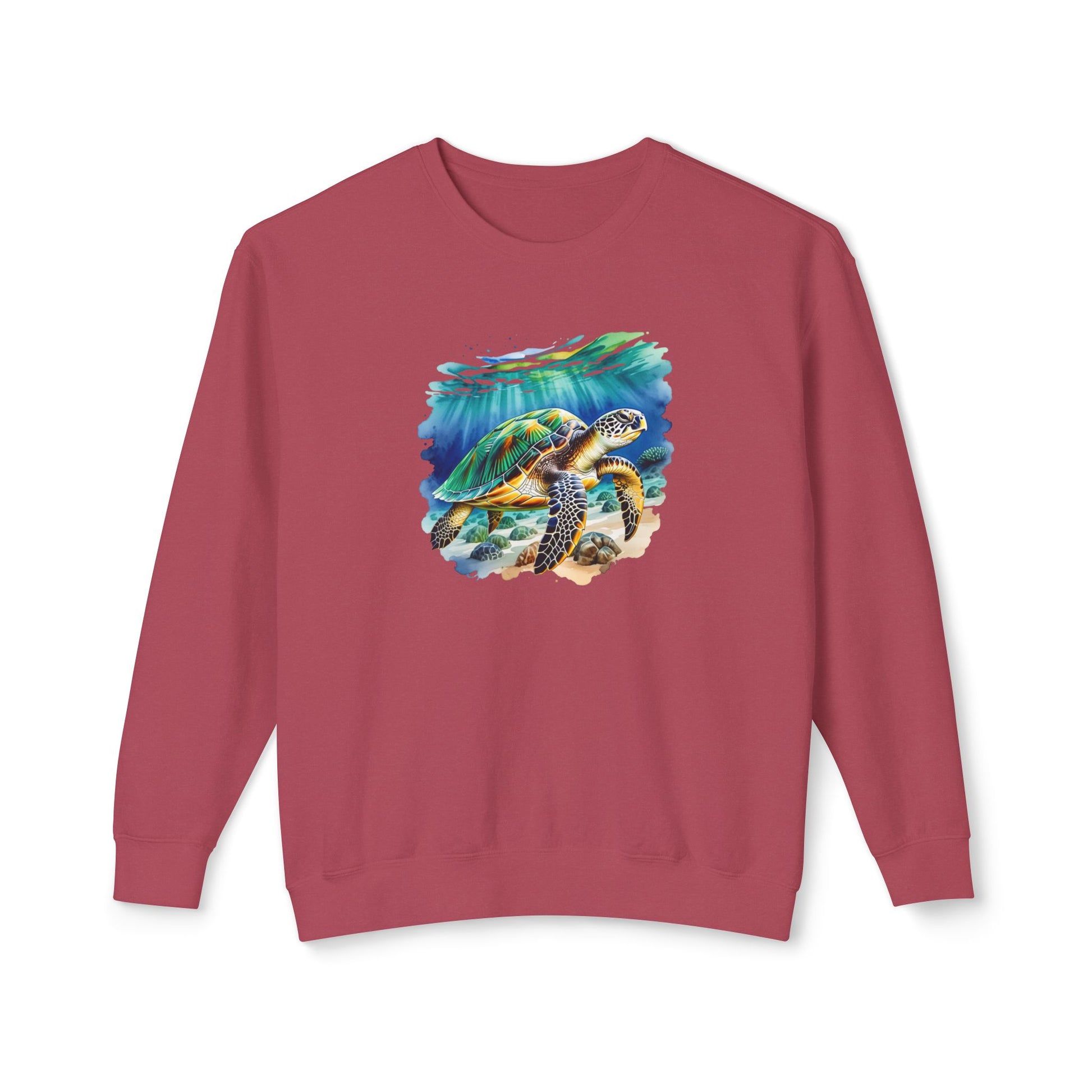 Ocean Turtle Unisex Lightweight Crewneck Sweatshirt -on Caribbean Rays