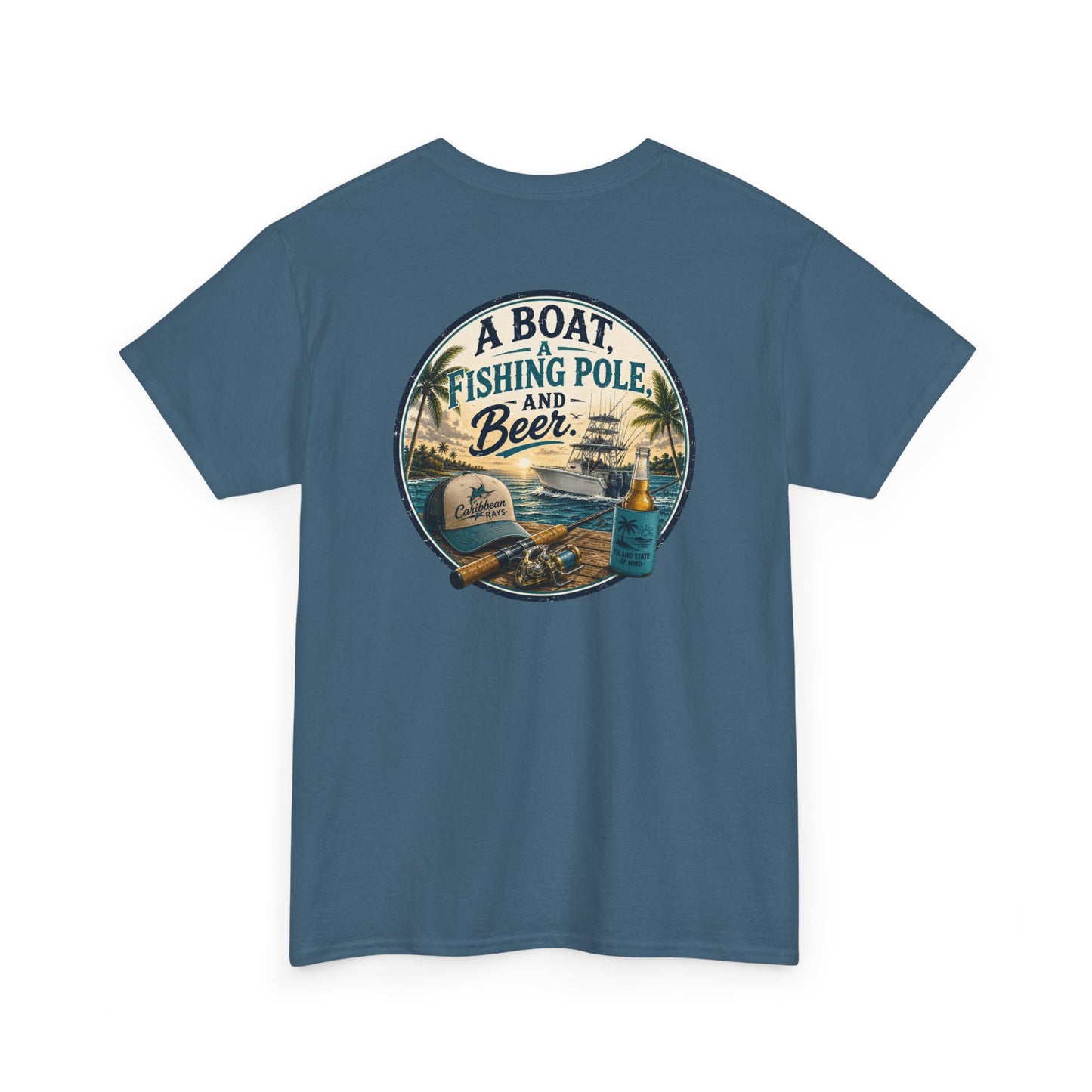 T-Shirt — "A Boat, Fishing Pole and Beer" Vintage Fishing Graphic Tee