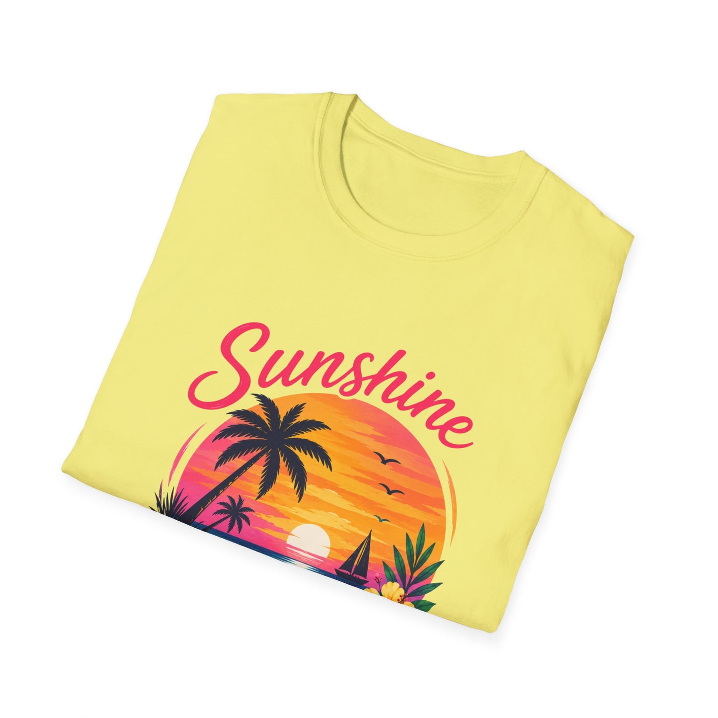 Sunshine and Sea T-Shirt — Tropical Palm Beach Sunset Tee