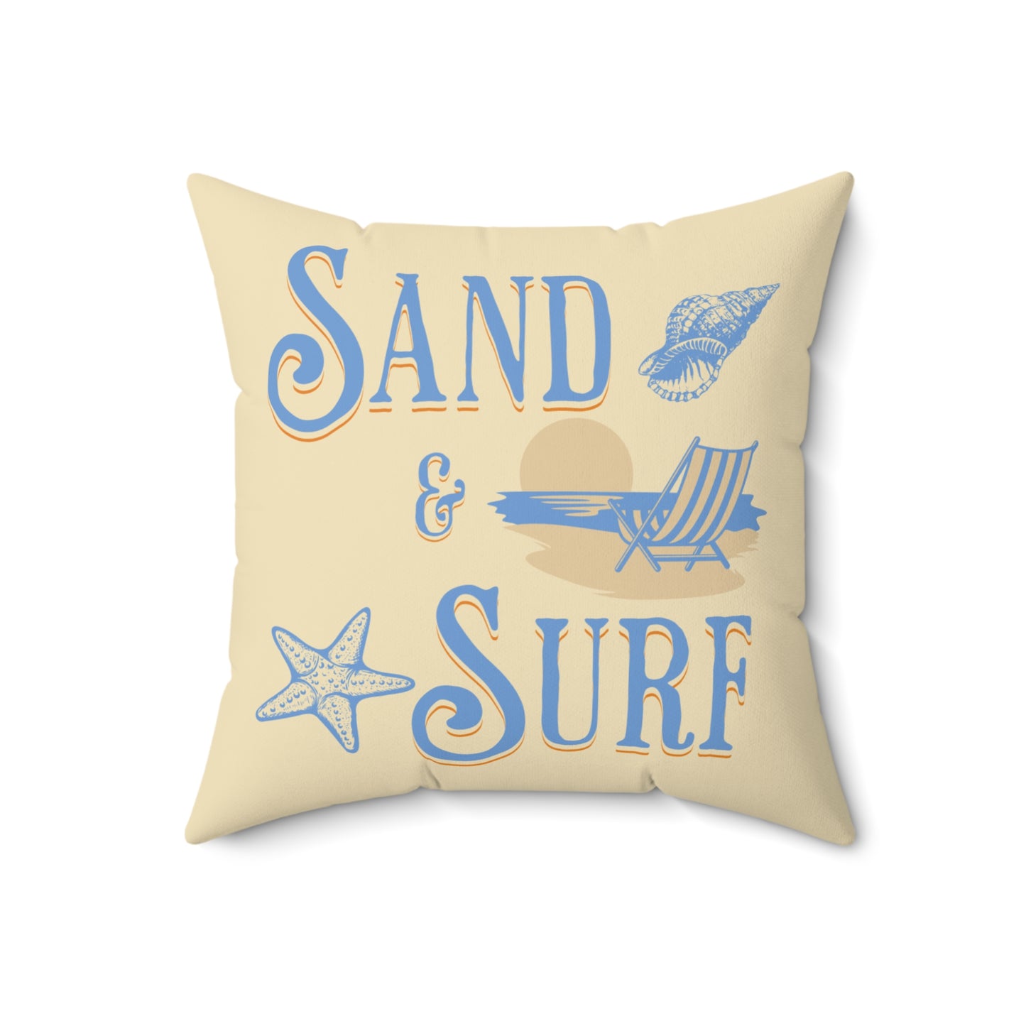 Blue Sand and Surf Spun Polyester Square Pillow on Caribbean Rays