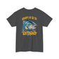 Gray t-shirt with barracuda graphic and text on a white background