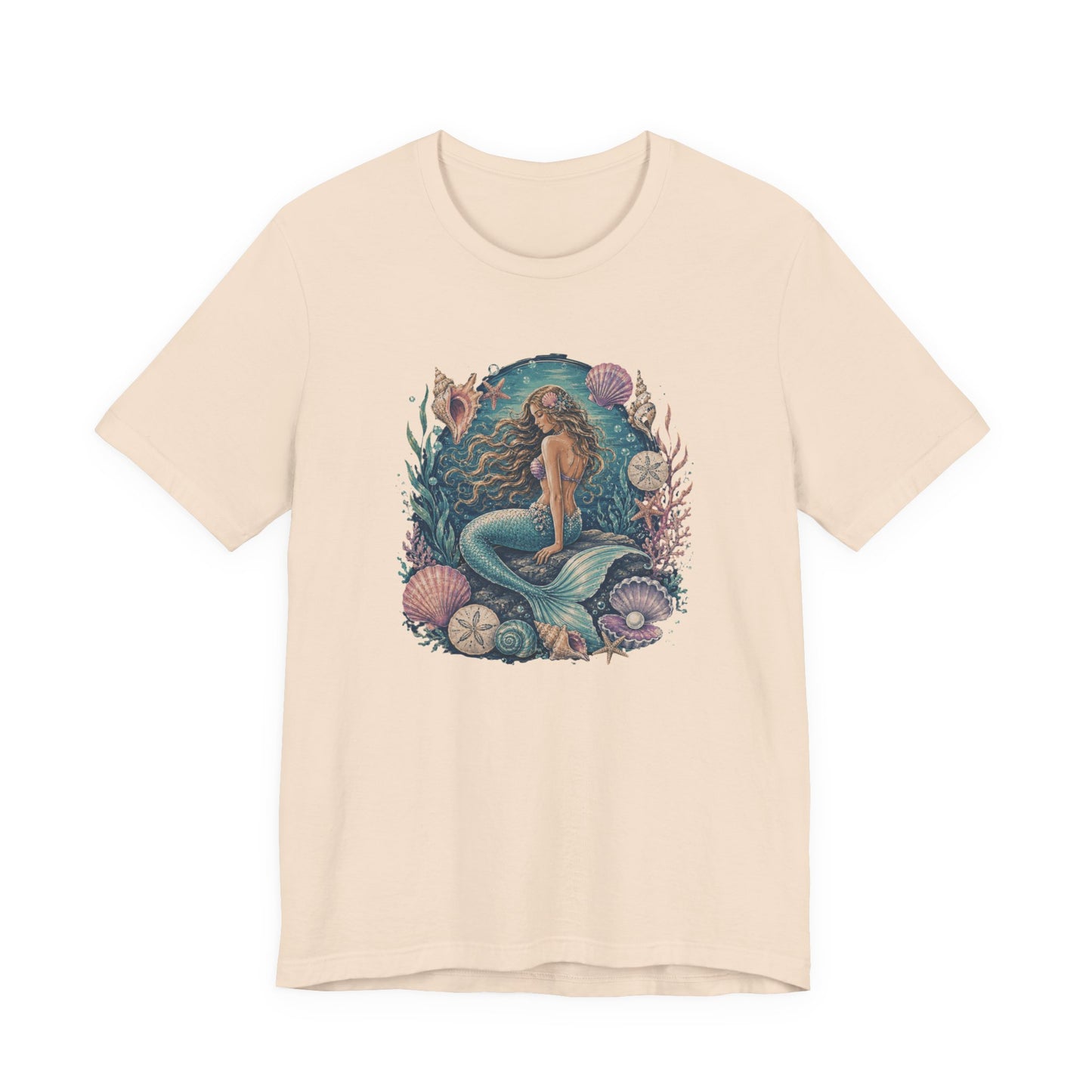 Mermaid Beach Graphic Tee - Vintage Ocean Illustration T-Shirt
